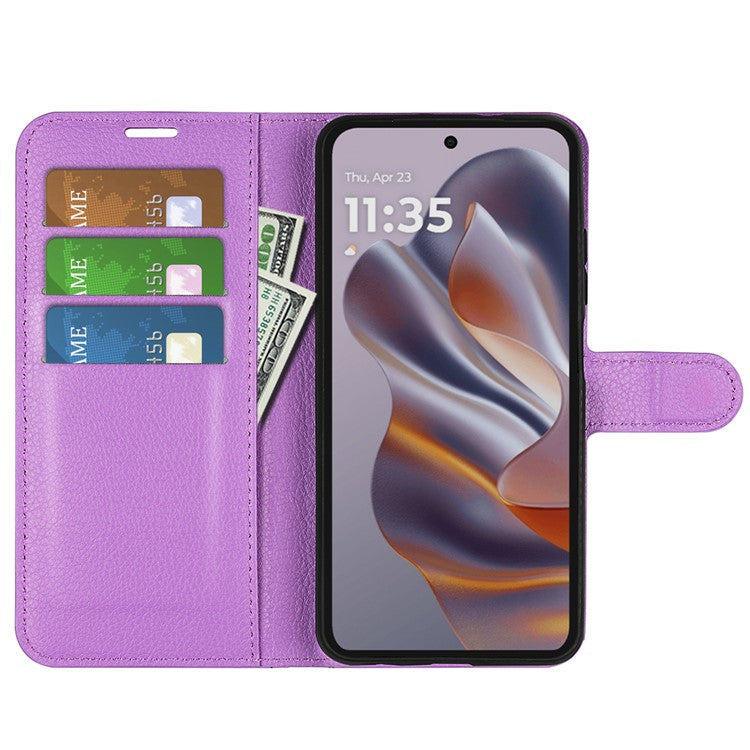 For Motorola Edge 50 Neo 5G / Moto S50 5G / Thinkphone 25 5G Case Litchi Texture Shockproof Leather Wallet Phone Cover - Purple
