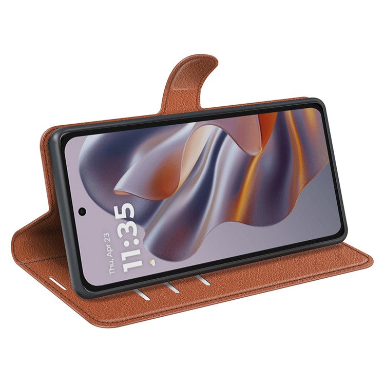 For Motorola Edge 50 Neo 5G / Moto S50 5G / Thinkphone 25 5G Case Litchi Texture Shockproof Leather Wallet Phone Cover - Brown