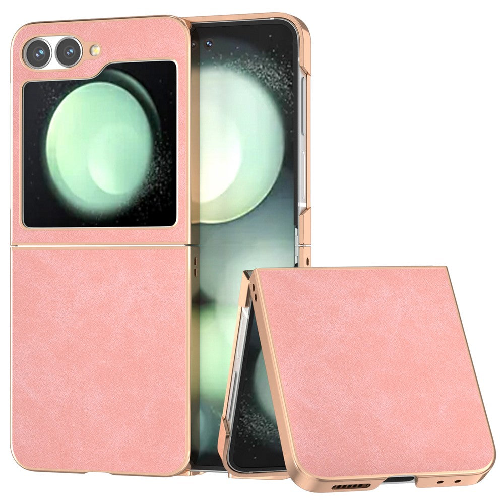 For Samsung Galaxy Z Flip7 FE 5G / Z Flip6 5G Case Electroplating PU+PC Shockproof Phone Cover - Pink