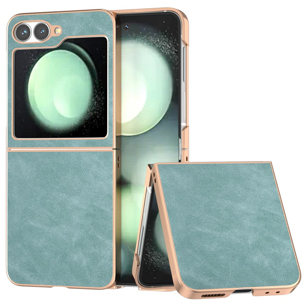 For Samsung Galaxy Z Flip7 FE 5G / Z Flip6 5G Case Electroplating PU+PC Shockproof Phone Cover - Baby Blue