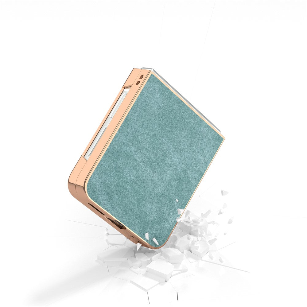 For Samsung Galaxy Z Flip7 FE 5G / Z Flip6 5G Case Electroplating PU+PC Shockproof Phone Cover - Baby Blue