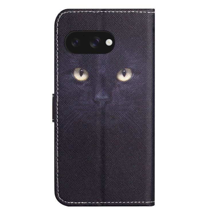 For Google Pixel 9a Case Pattern Print PU Leather Wallet Phone Cover Cross Texture - Cat's Eye
