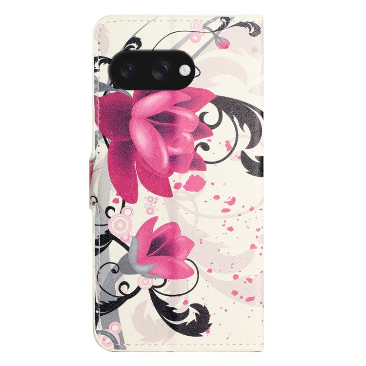 For Google Pixel 9a Case Pattern Print PU Leather Wallet Phone Cover - Lotus
