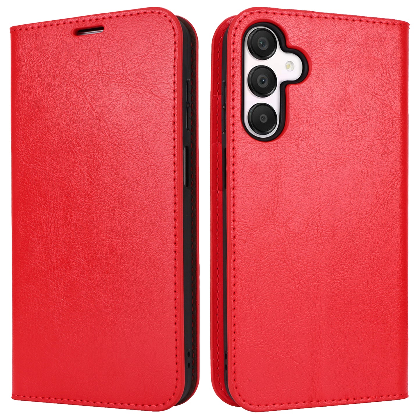 For Samsung Galaxy A16 5G / 4G Case Crazy Horse Texture Split Leather Wallet Phone Cover - Red
