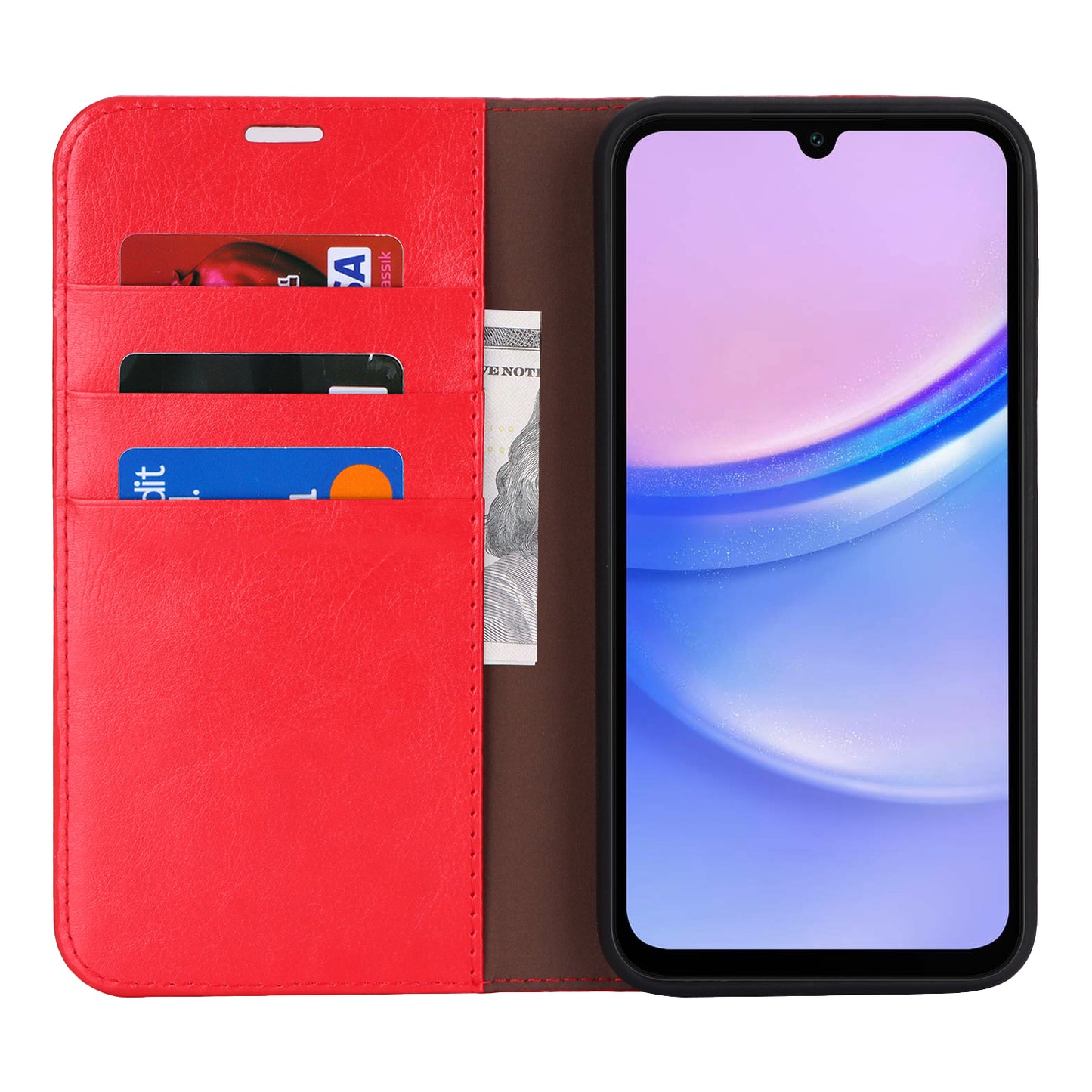For Samsung Galaxy A16 5G / 4G Case Crazy Horse Texture Split Leather Wallet Phone Cover - Red