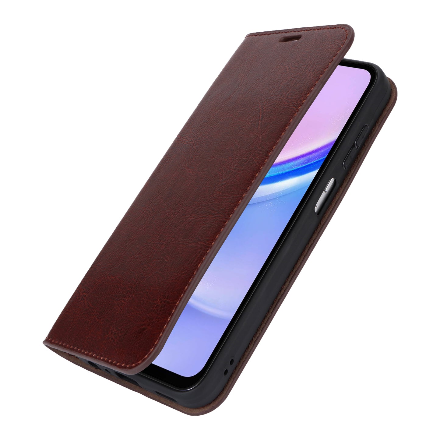 For Samsung Galaxy A16 5G / 4G Case Crazy Horse Texture Split Leather Wallet Phone Cover - Dark Brown