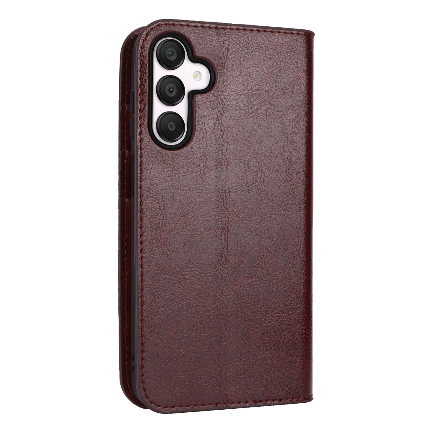 For Samsung Galaxy A16 5G / 4G Case Crazy Horse Texture Split Leather Wallet Phone Cover - Dark Brown