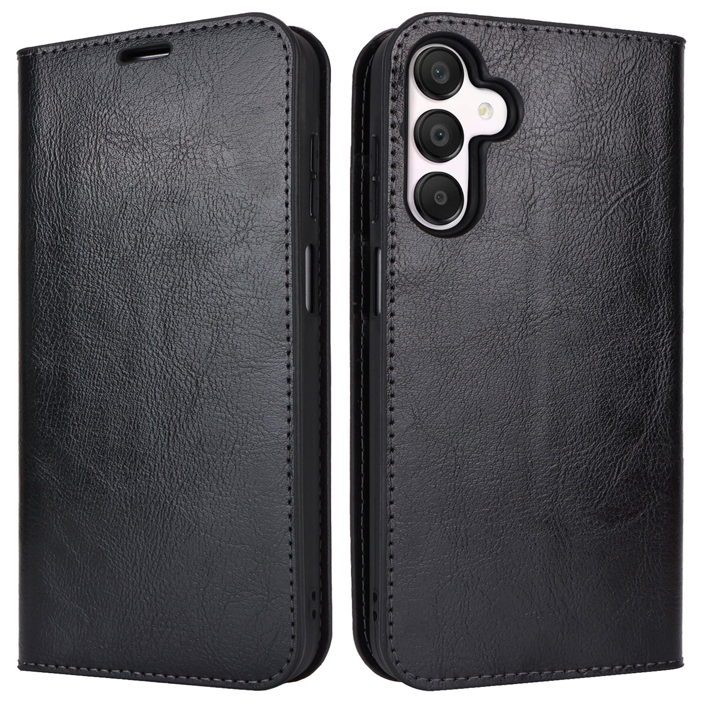 For Samsung Galaxy A16 5G / 4G Case Crazy Horse Texture Split Leather Wallet Phone Cover - Black