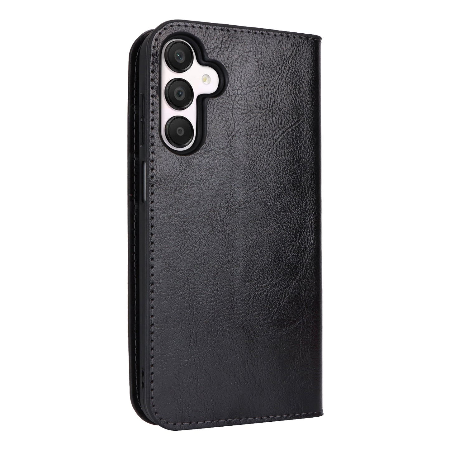 For Samsung Galaxy A16 5G / 4G Case Crazy Horse Texture Split Leather Wallet Phone Cover - Black