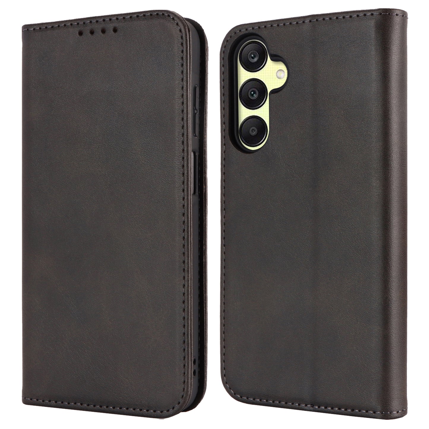 For Samsung Galaxy A16 5G / 4G Case PU Leather Calf Textured Magnetic Closing Smart Phone Cover - Black