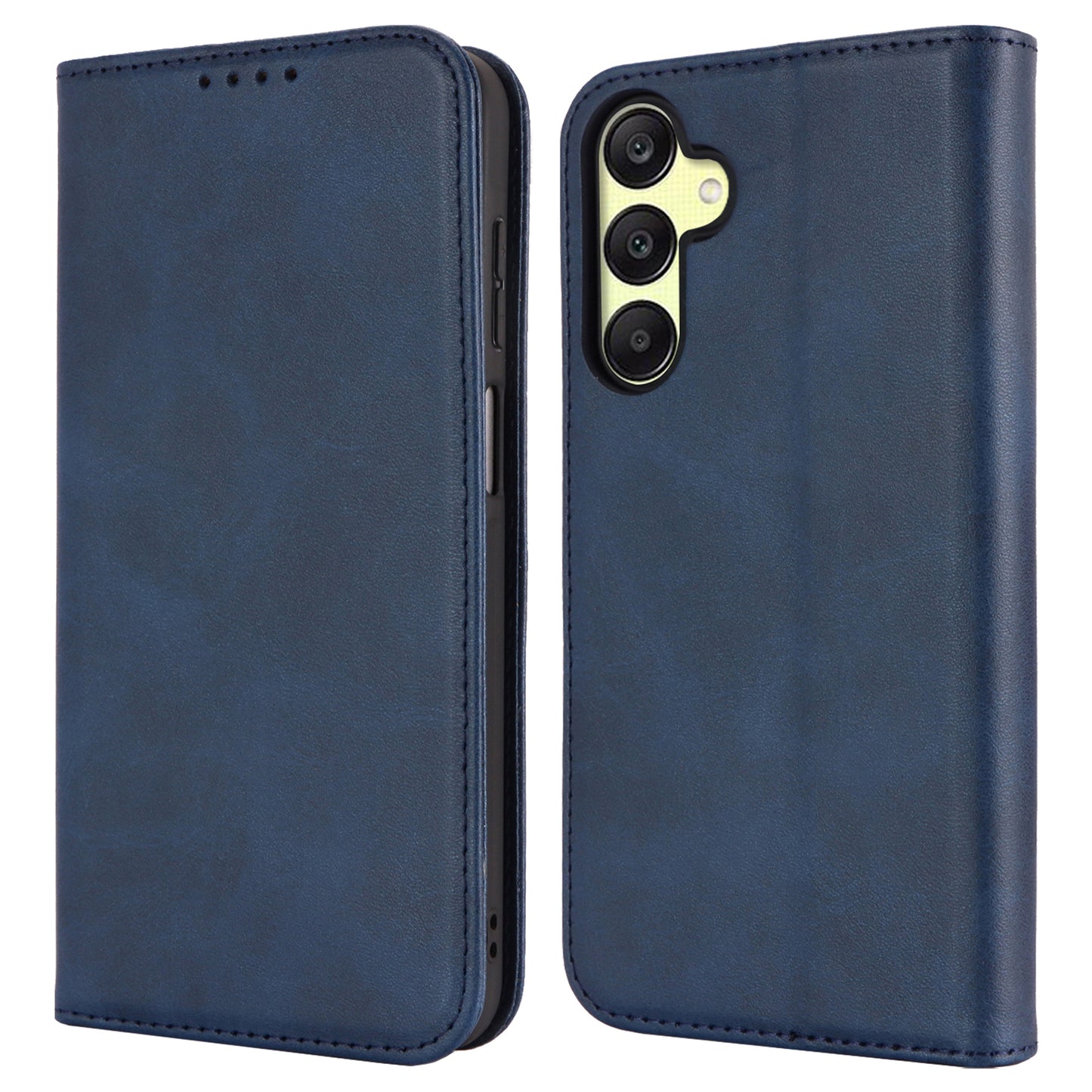 For Samsung Galaxy A16 5G / 4G Case PU Leather Calf Textured Magnetic Closing Smart Phone Cover - Dark Blue