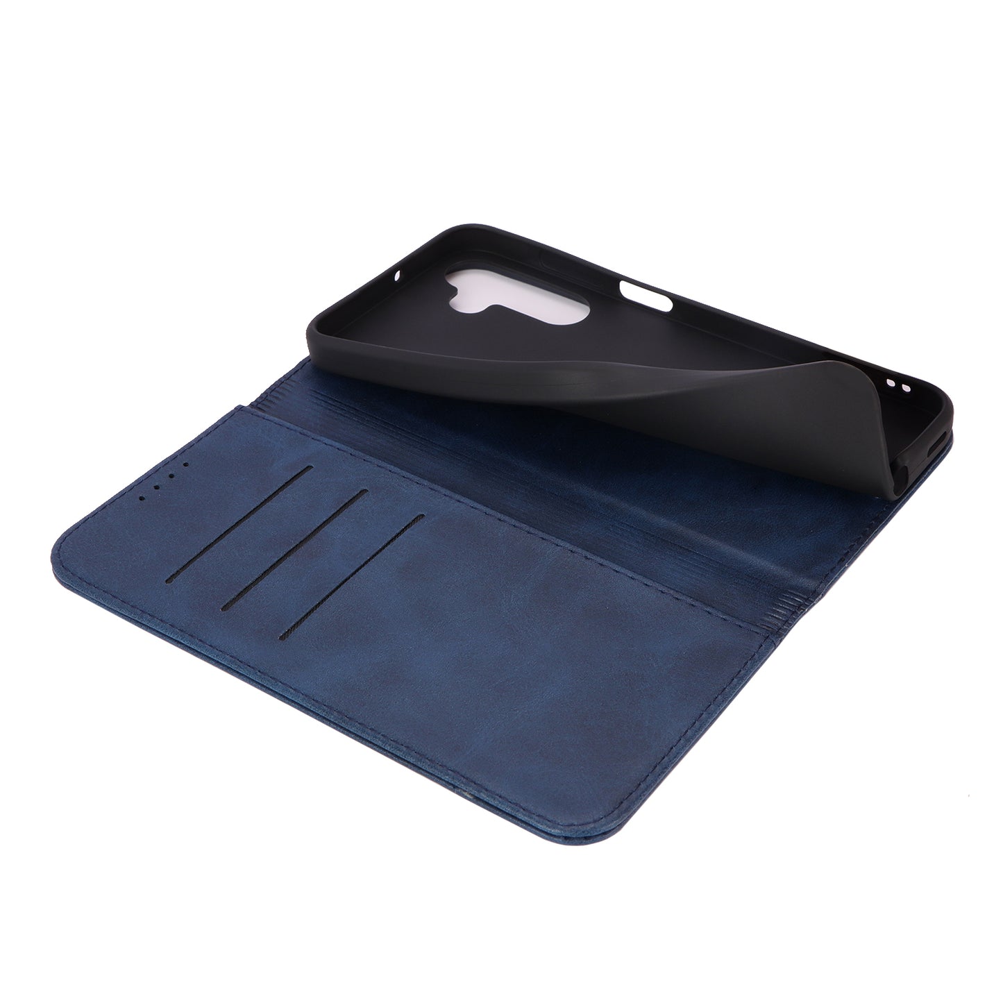 For Samsung Galaxy A16 5G / 4G Case PU Leather Calf Textured Magnetic Closing Smart Phone Cover - Dark Blue