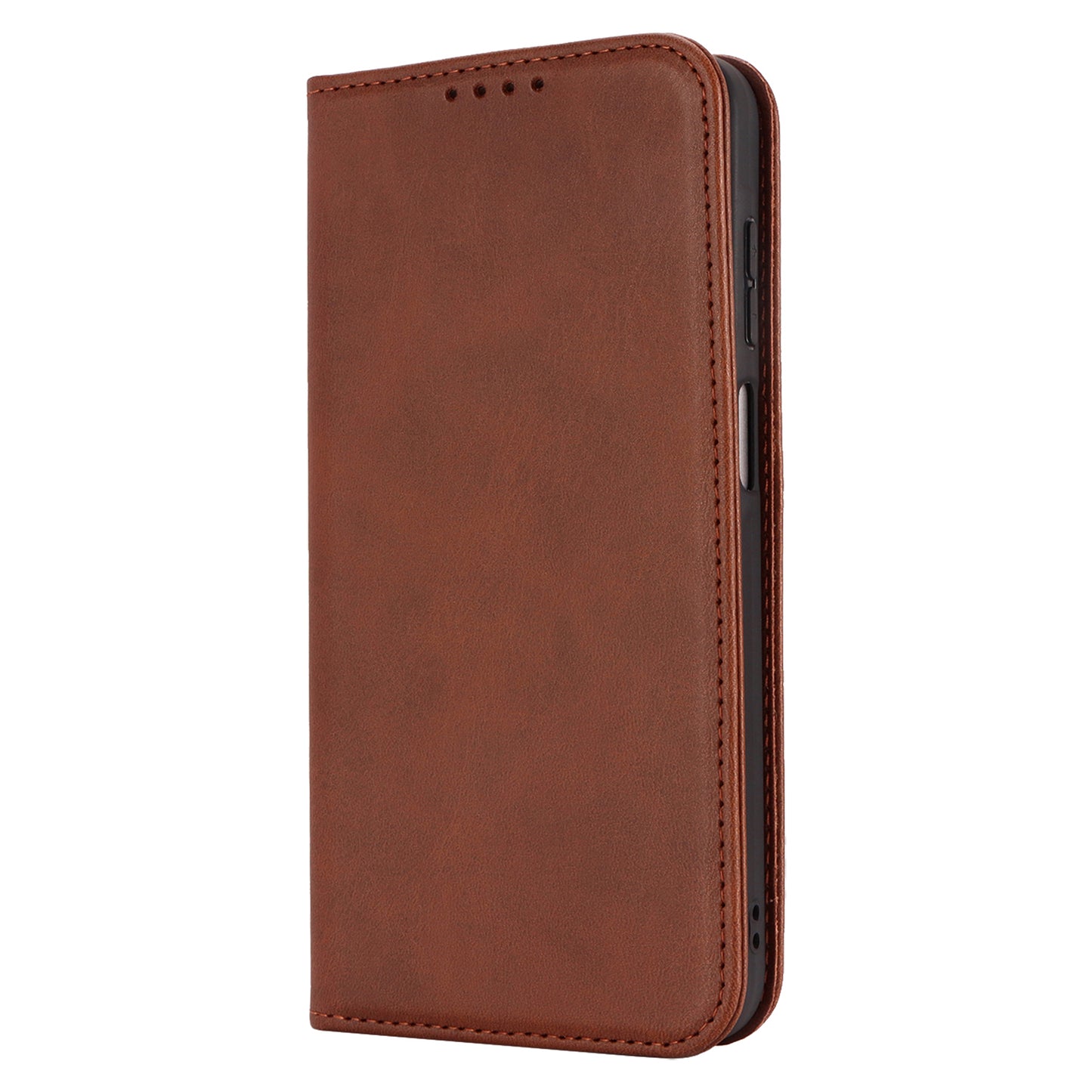 For Samsung Galaxy A16 5G / 4G Case PU Leather Calf Textured Magnetic Closing Smart Phone Cover - Dark Brown