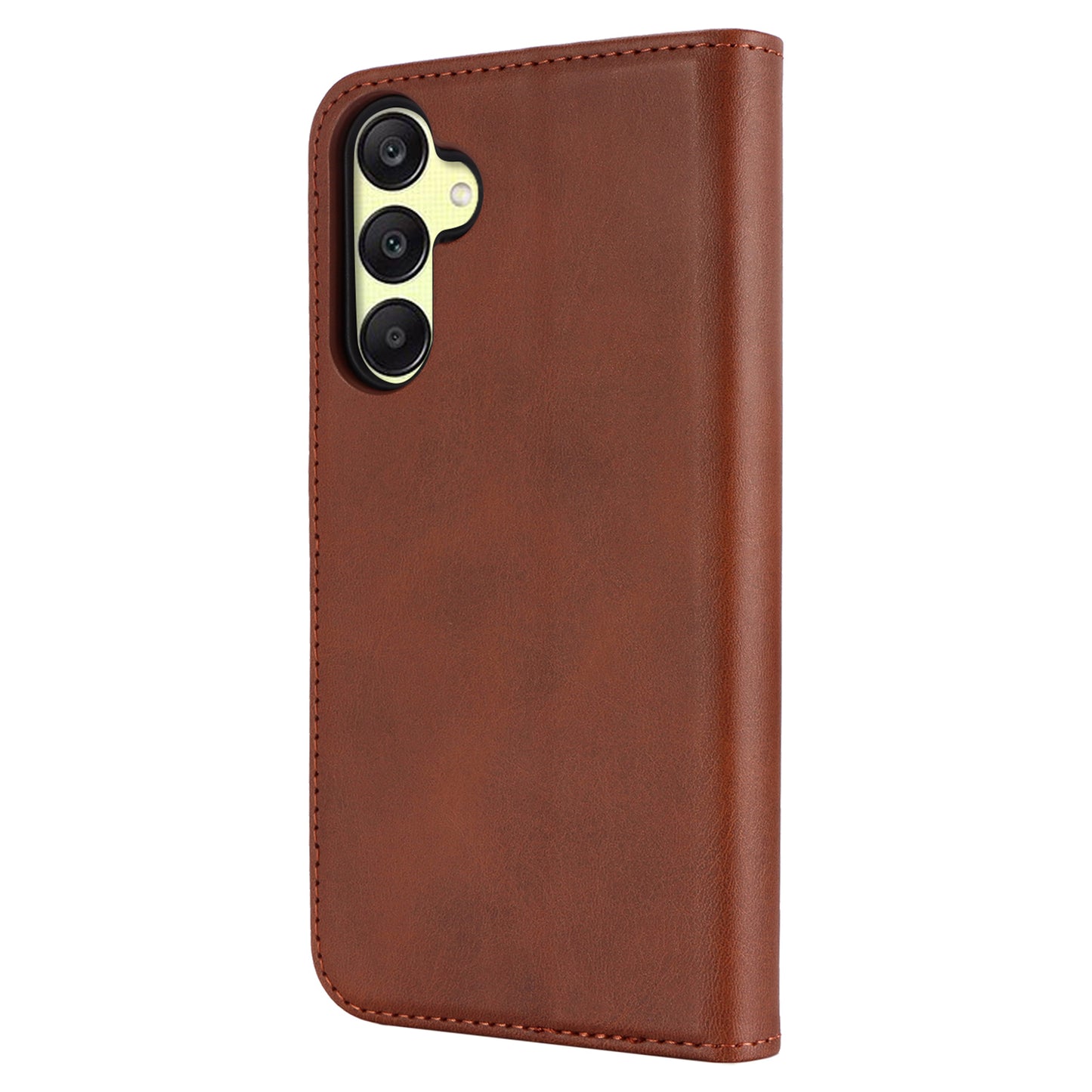 For Samsung Galaxy A16 5G / 4G Case PU Leather Calf Textured Magnetic Closing Smart Phone Cover - Dark Brown