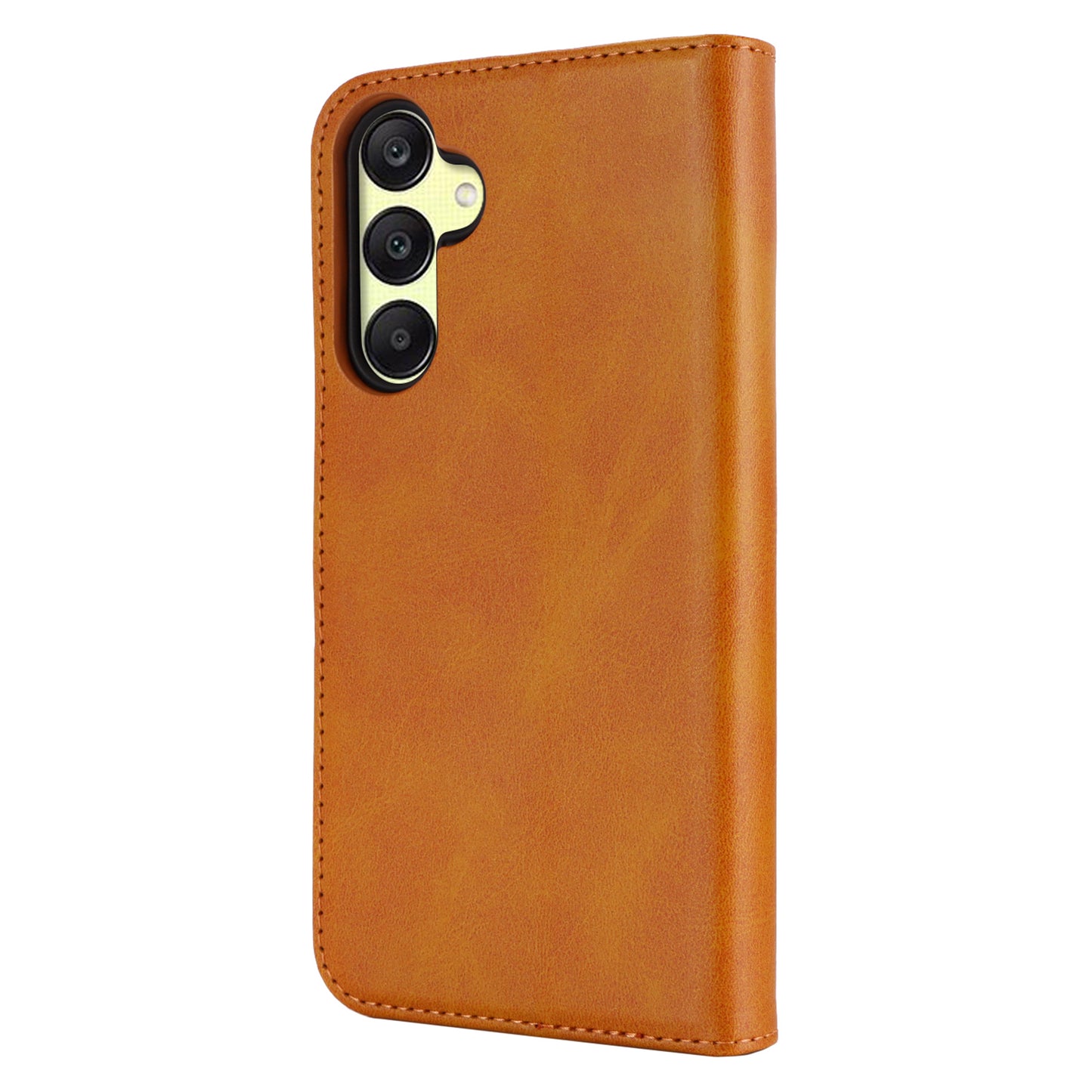 For Samsung Galaxy A16 5G / 4G Case PU Leather Calf Textured Magnetic Closing Smart Phone Cover - Light Brown