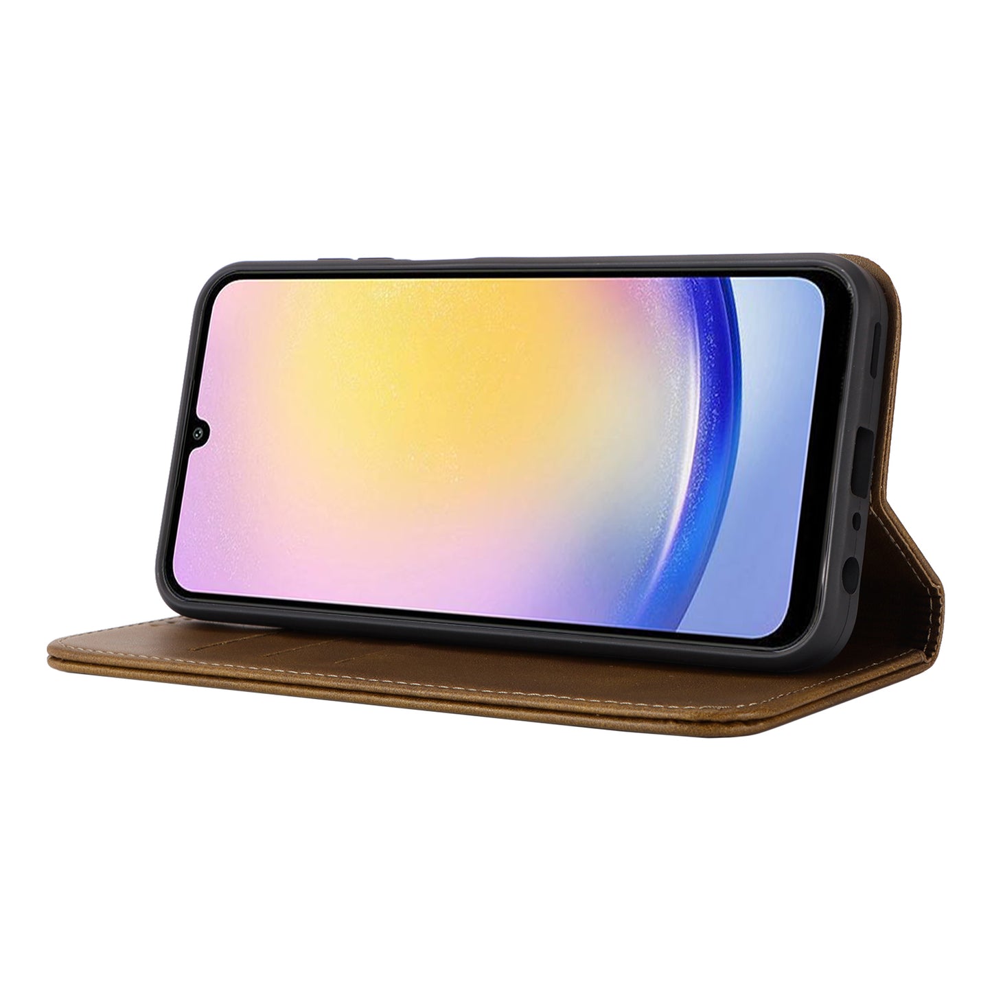 For Samsung Galaxy A16 5G / 4G Case PU Leather Calf Textured Magnetic Closing Smart Phone Cover - Dark Green