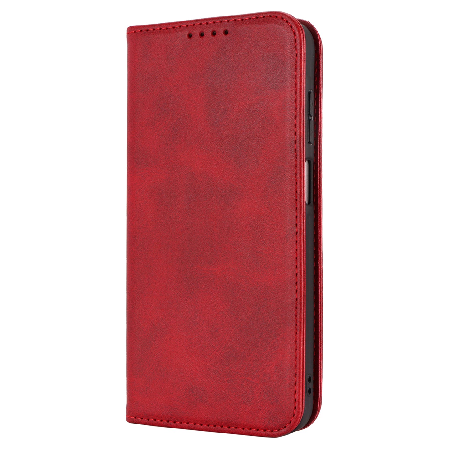 For Samsung Galaxy A16 5G / 4G Case PU Leather Calf Textured Magnetic Closing Smart Phone Cover - Red