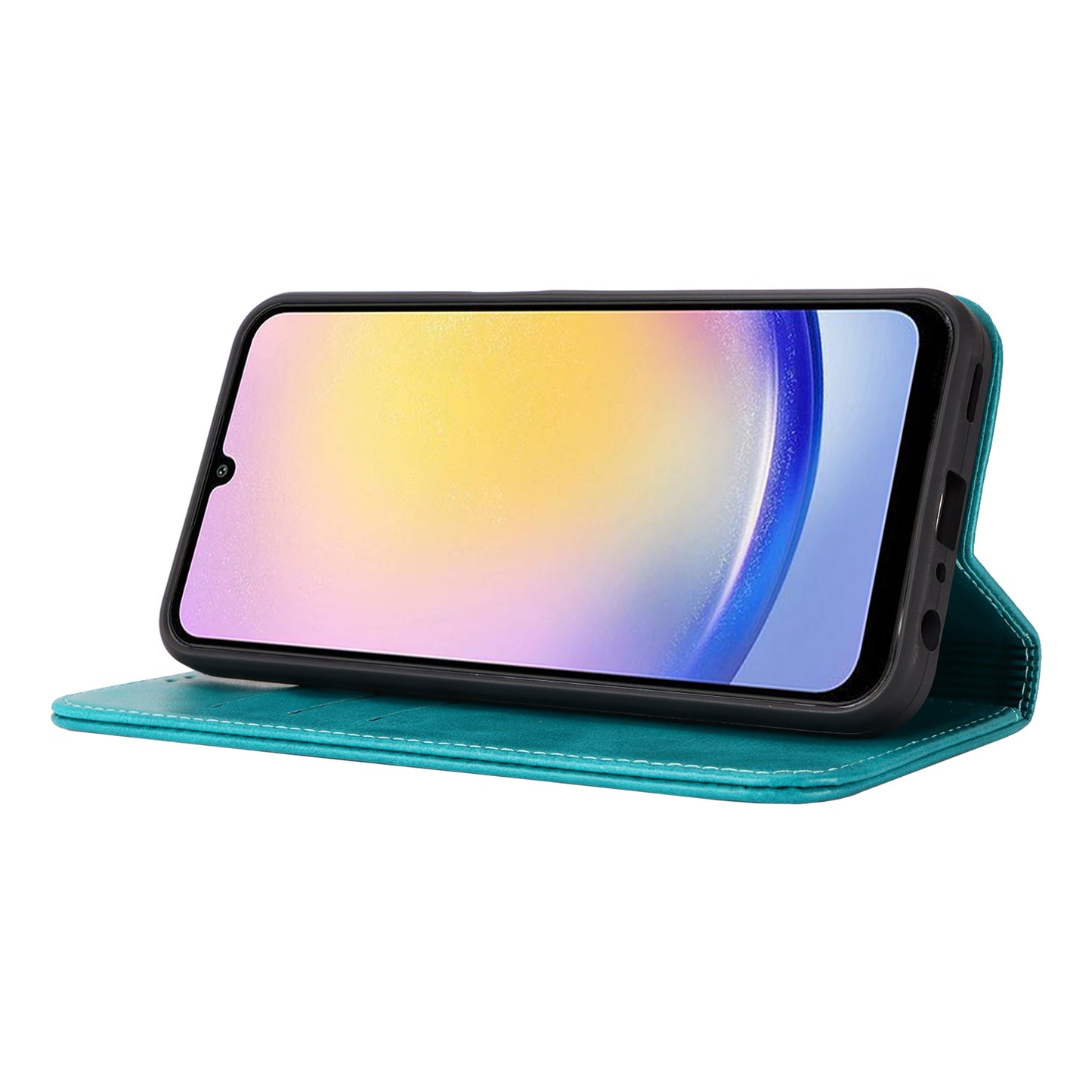 For Samsung Galaxy A16 5G / 4G Case PU Leather Calf Textured Magnetic Closing Smart Phone Cover - Sky Blue