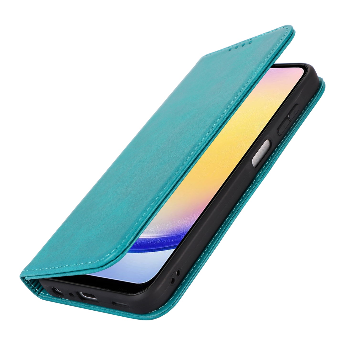 For Samsung Galaxy A16 5G / 4G Case PU Leather Calf Textured Magnetic Closing Smart Phone Cover - Sky Blue