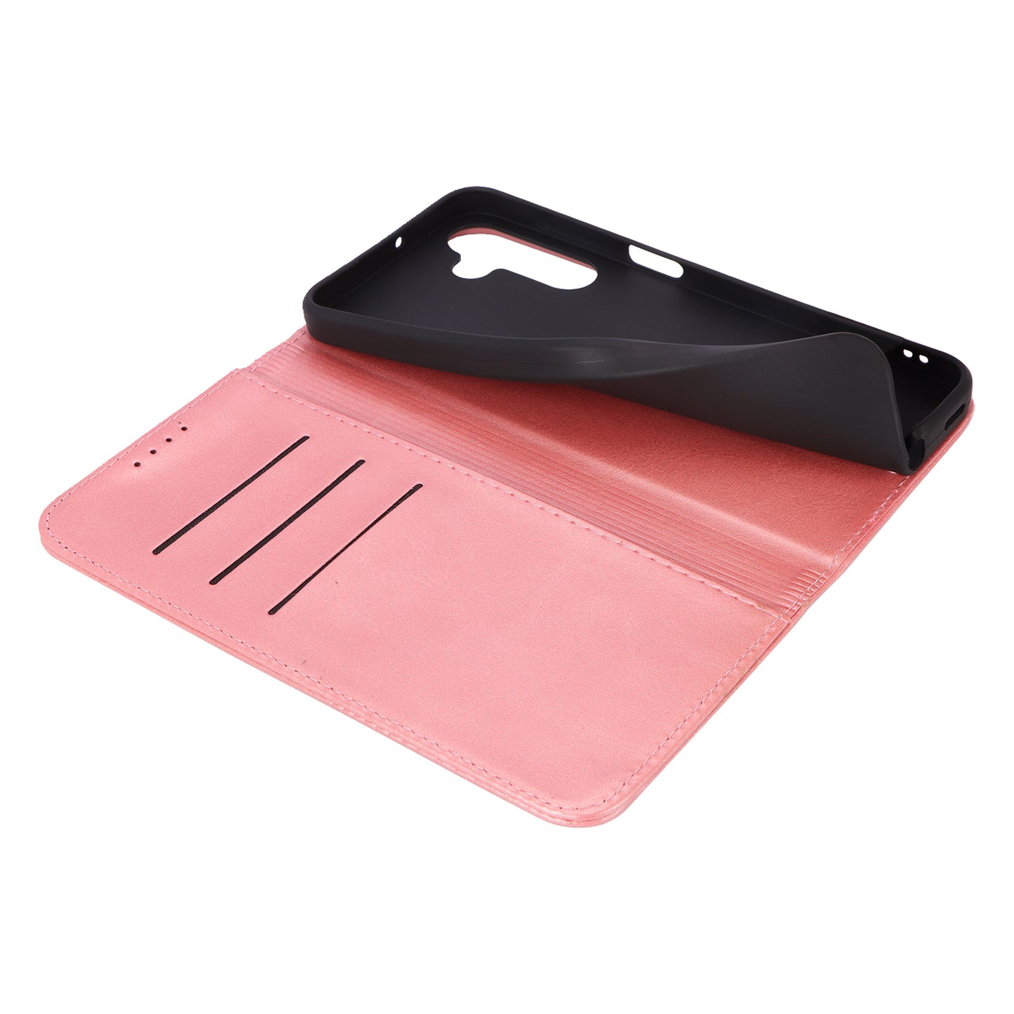 For Samsung Galaxy A16 5G / 4G Case PU Leather Calf Textured Magnetic Closing Smart Phone Cover - Rose Gold