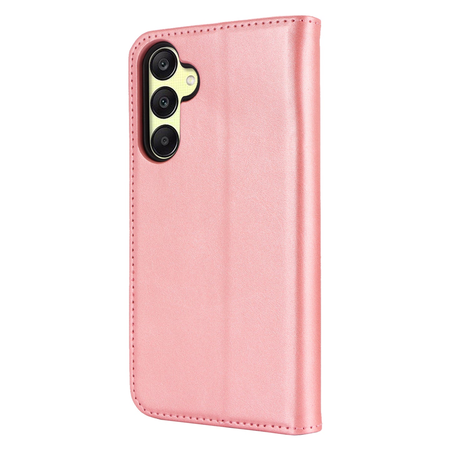 For Samsung Galaxy A16 5G / 4G Case PU Leather Calf Textured Magnetic Closing Smart Phone Cover - Rose Gold