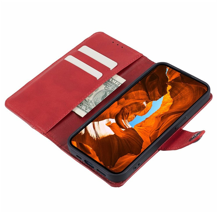 For Motorola Moto G75 5G Case Splicing Texture Leather Phone Cover Viewing Stand - Red