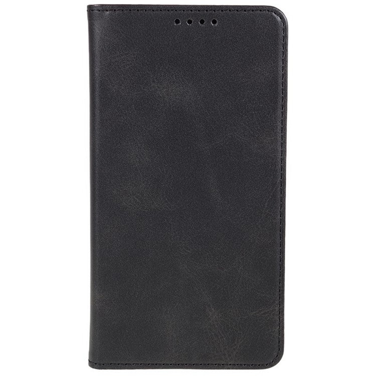 For Motorola Moto G75 5G Case Strong Magnetic PU Leather Phone Cover Calf Texture - Black