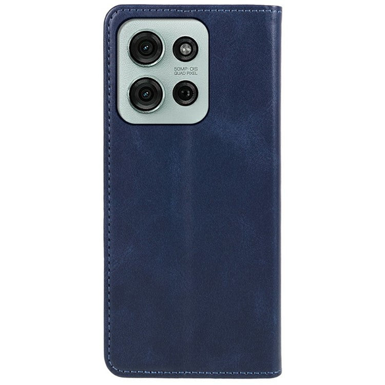 For Motorola Moto G75 5G Case Strong Magnetic PU Leather Phone Cover Calf Texture - Blue
