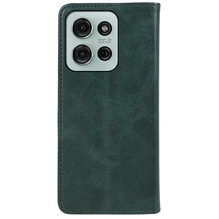For Motorola Moto G75 5G Case Strong Magnetic PU Leather Phone Cover Calf Texture - Green