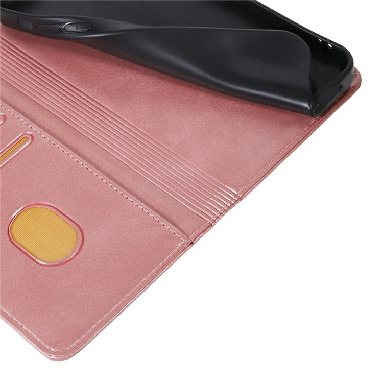 For Motorola Moto G75 5G Case Strong Magnetic PU Leather Phone Cover Calf Texture - Rose Gold