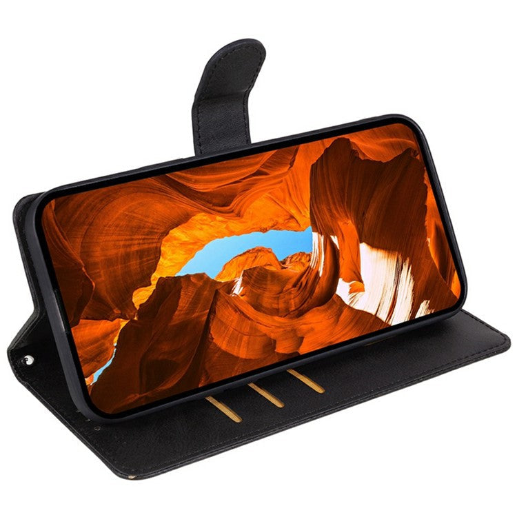 For Motorola Moto G75 5G Case PU Leather Wallet Protective Phone Cover Calf Texture - Black