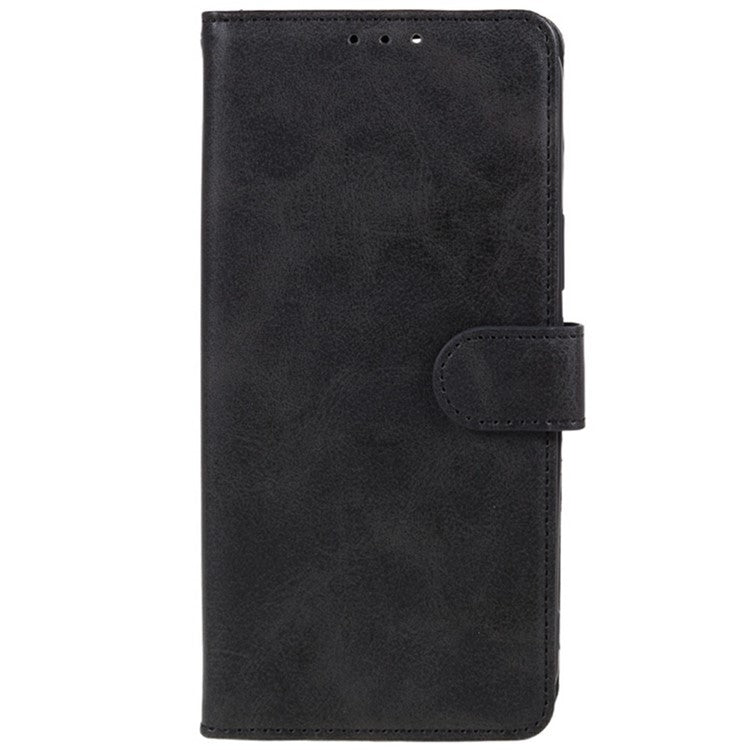 For Motorola Moto G75 5G Case PU Leather Wallet Protective Phone Cover Calf Texture - Black