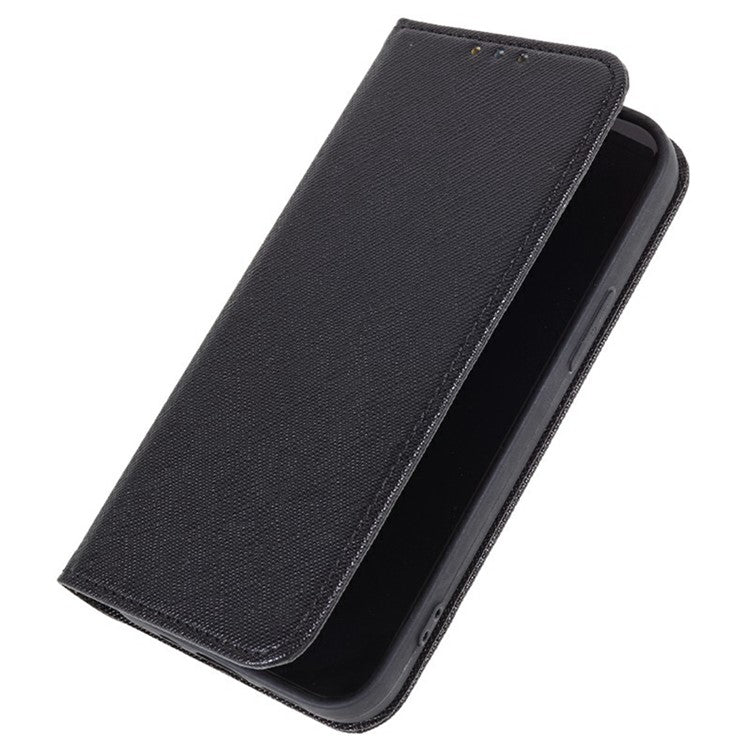 For Motorola Moto G75 5G Case Cross Texture Leather Phone Cover Hidden Magnetic - Black