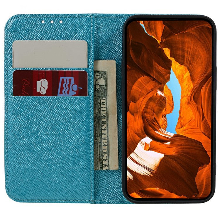 For Motorola Moto G75 5G Case Cross Texture Leather Phone Cover Hidden Magnetic - Sky Blue