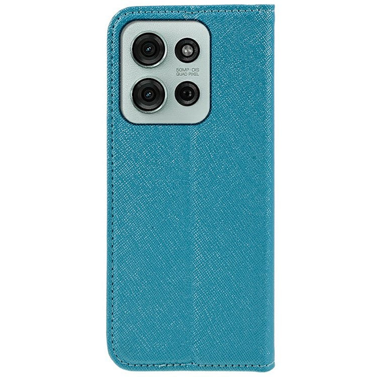 For Motorola Moto G75 5G Case Cross Texture Leather Phone Cover Hidden Magnetic - Sky Blue