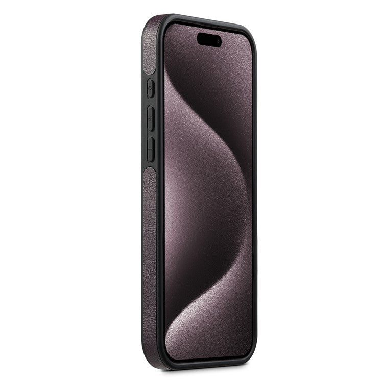 SUTENI M1 For iPhone 16 Magnetic Case Detachable Card Bag Waxy Texture Leather+TPU Cover - Purple