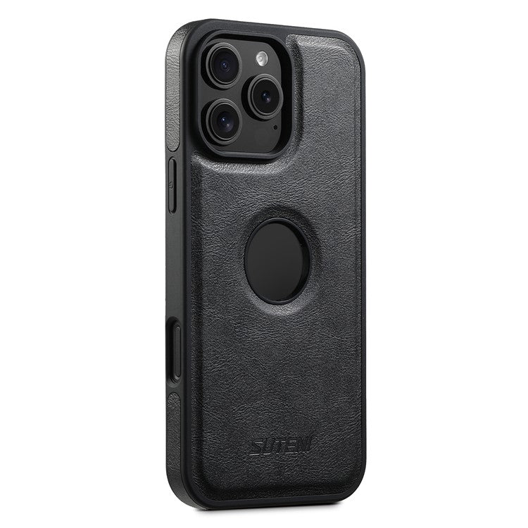 SUTENI M1 For iPhone 16 Pro Magnetic Case Detachable Card Bag Waxy Texture Leather+TPU Cover - Black