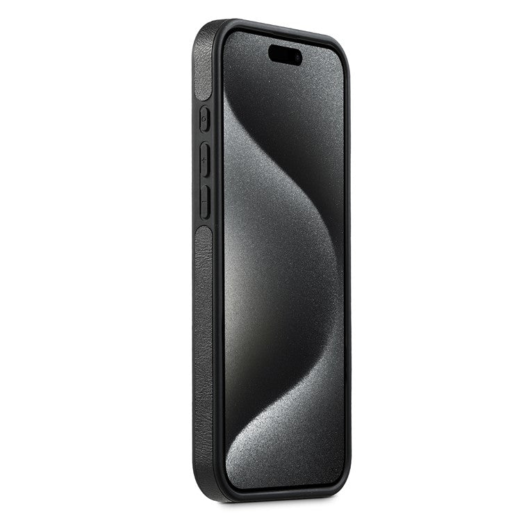 SUTENI M1 For iPhone 16 Pro Magnetic Case Detachable Card Bag Waxy Texture Leather+TPU Cover - Black