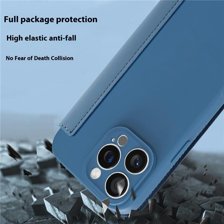 For iPhone 16 Pro Case Card Holder Kickstand Liquid Silicone Phone Cover - Yellow