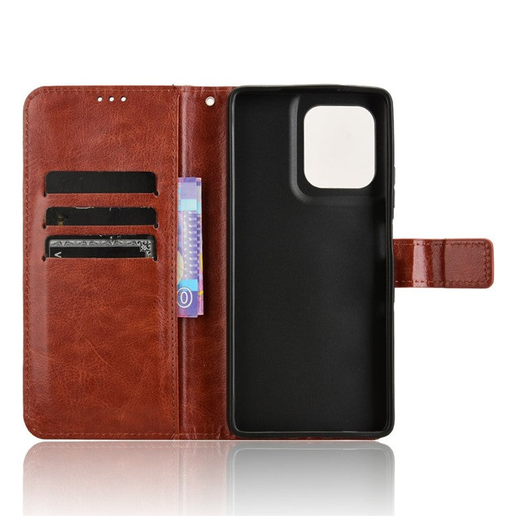 For Motorola Moto G75 5G Case Crazy Horse Texture PU Leather Phone Wallet Cover - Brown