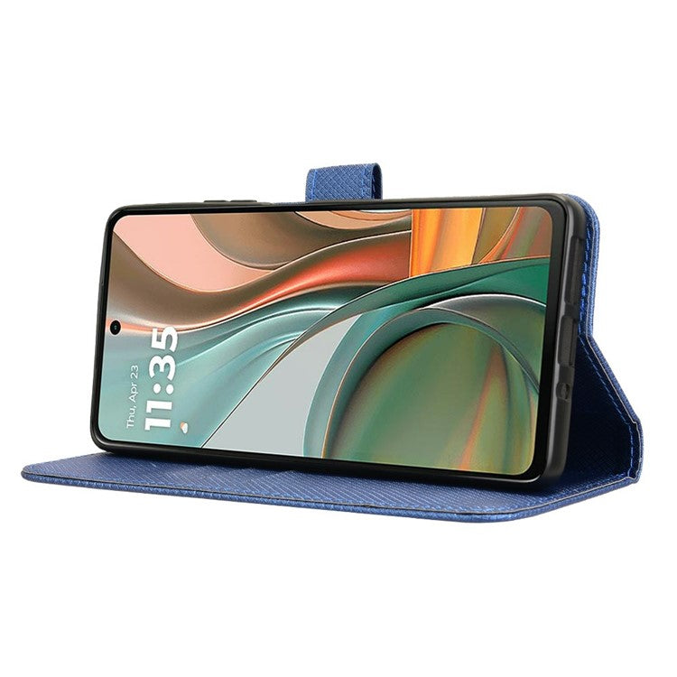 For Motorola Moto G75 5G Case PU Leather Diamond Texture Wallet Phone Cover - Blue