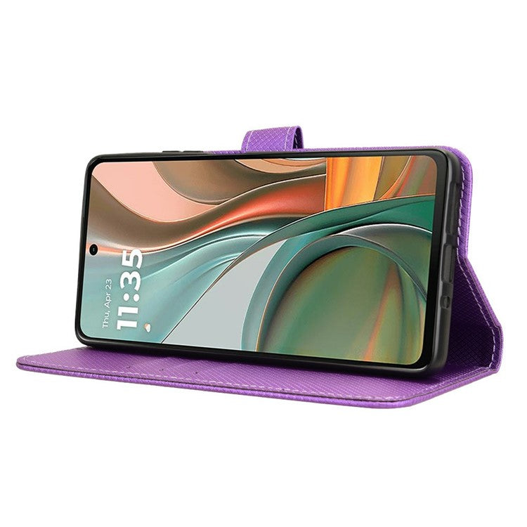 For Motorola Moto G75 5G Case PU Leather Diamond Texture Wallet Phone Cover - Purple