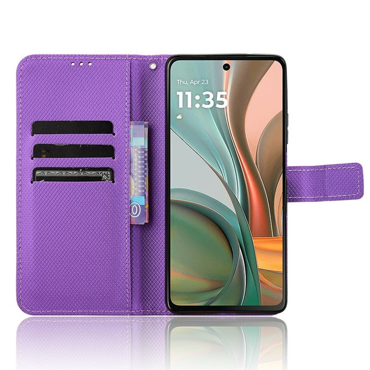 For Motorola Moto G75 5G Case PU Leather Diamond Texture Wallet Phone Cover - Purple