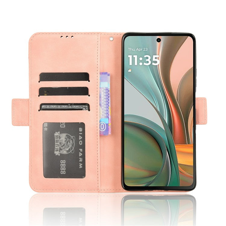 For Motorola Moto G75 5G Leather Case Phone Wallet Cover with Multiple Card Slots - Pink