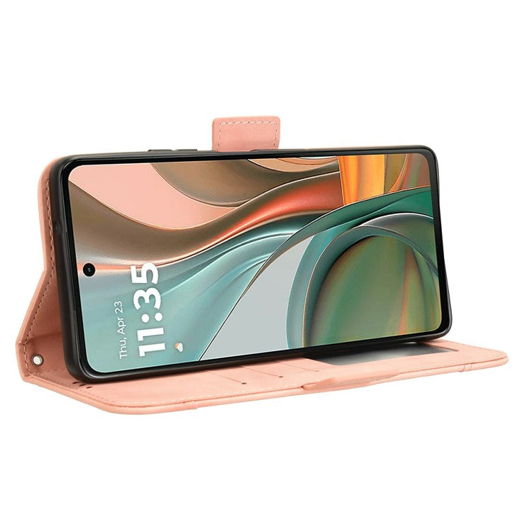 For Motorola Moto G75 5G Leather Case Phone Wallet Cover with Multiple Card Slots - Pink