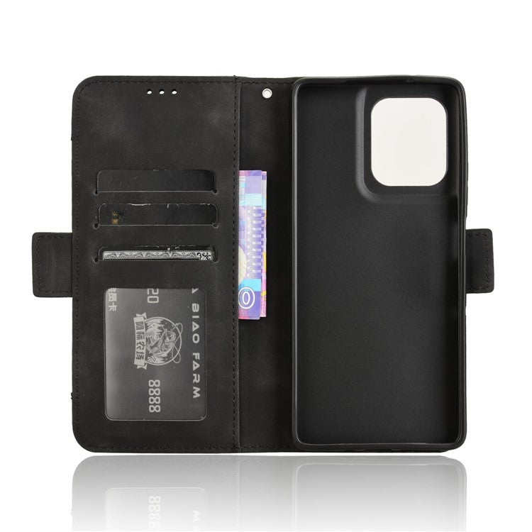 For Motorola Moto G75 5G Leather Case Phone Wallet Cover with Multiple Card Slots - Black