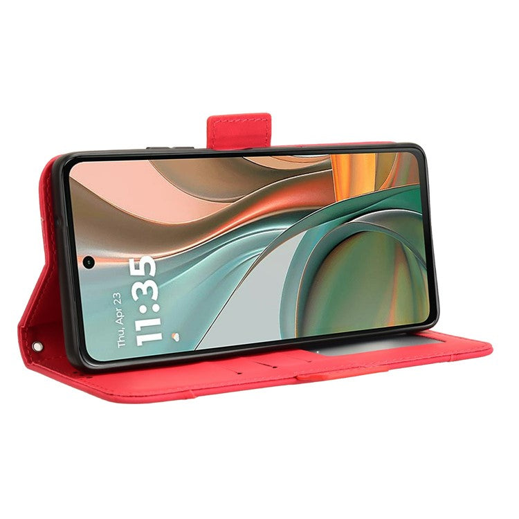 For Motorola Moto G75 5G Leather Case Phone Wallet Cover with Multiple Card Slots - Red