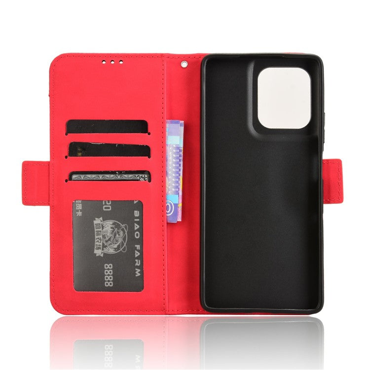 For Motorola Moto G75 5G Leather Case Phone Wallet Cover with Multiple Card Slots - Red