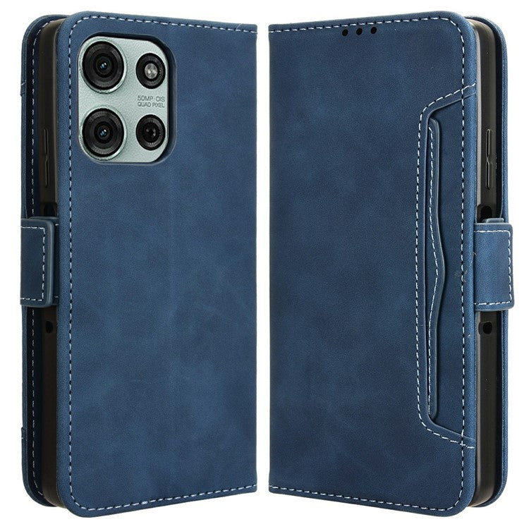 For Motorola Moto G75 5G Leather Case Phone Wallet Cover with Multiple Card Slots - Blue