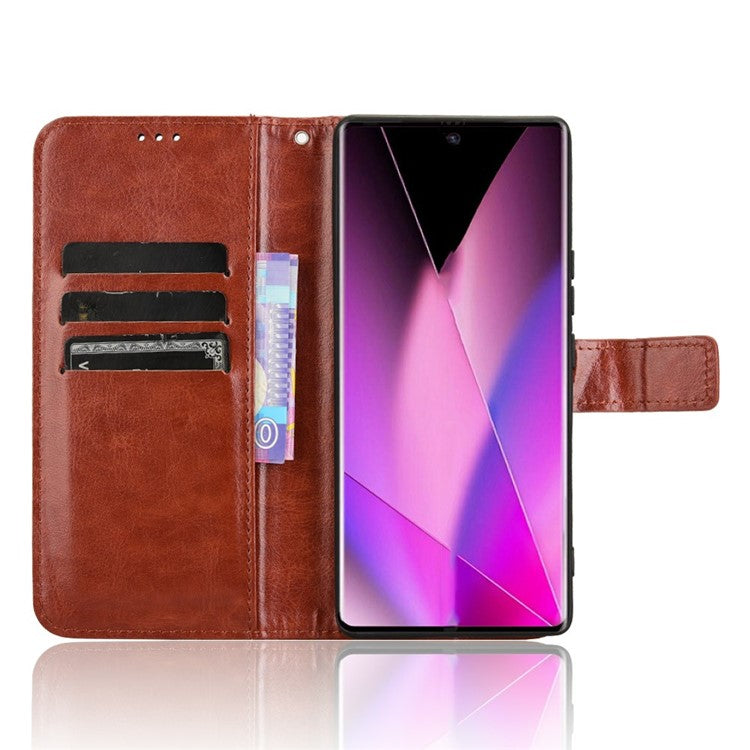 For Infinix Zero 40 5G X6861 Case Crazy Horse Texture PU Leather Phone Wallet Cover - Brown
